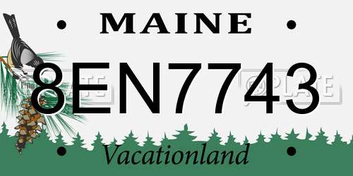 8EN7743 Maine License Plate