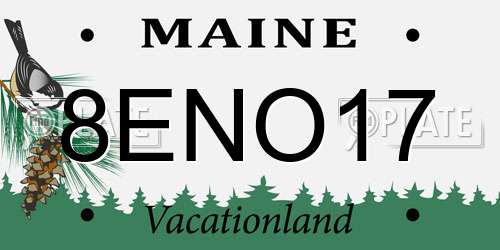 8ENO17 Maine License Plate