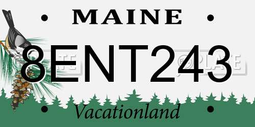 8ENT243 Maine License Plate