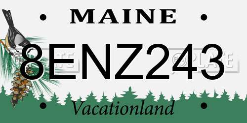 8ENZ243 Maine License Plate