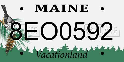 8EO0592 Maine License Plate