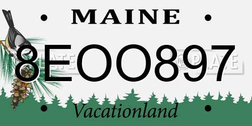 8EOO897 Maine License Plate
