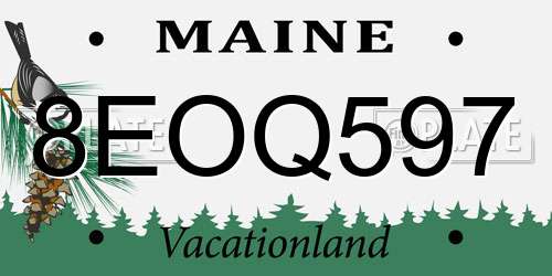 8EOQ597 Maine License Plate