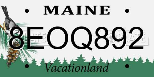 8EOQ892 Maine License Plate