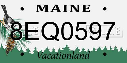 8EQ0597 Maine License Plate