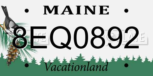 8EQ0892 Maine License Plate