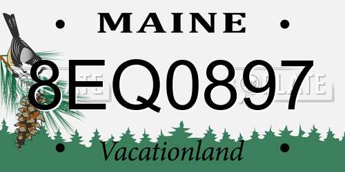 8EQ0897 Maine License Plate