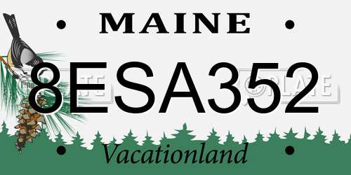 8ESA352 Maine License Plate