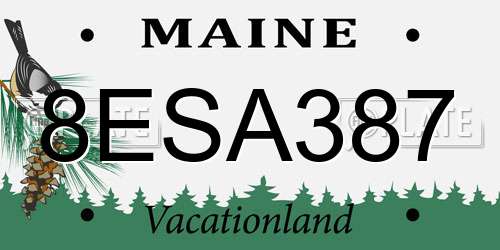 8ESA387 Maine License Plate