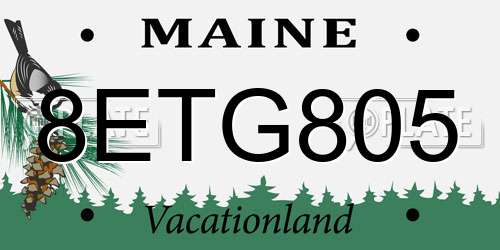 8ETG805 Maine License Plate