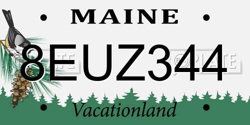8EUZ344 Maine License Plate