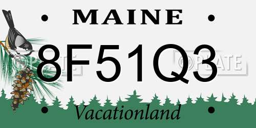 8F51Q3 Maine License Plate