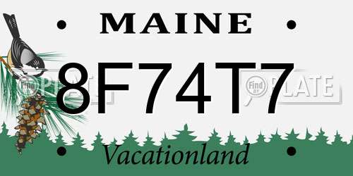 8F74T7 Maine License Plate