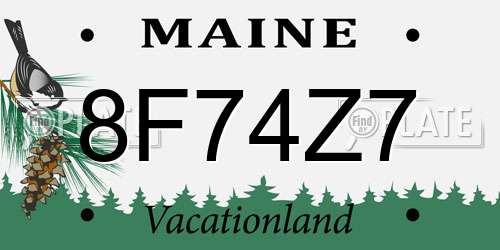 8F74Z7 Maine License Plate