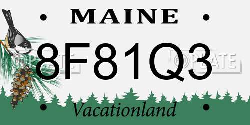 8F81Q3 Maine License Plate