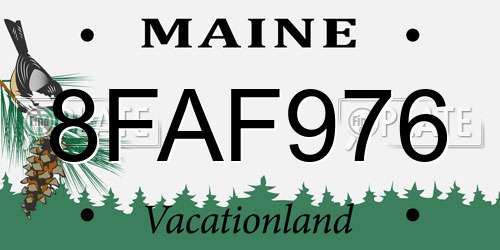 8FAF976 Maine License Plate