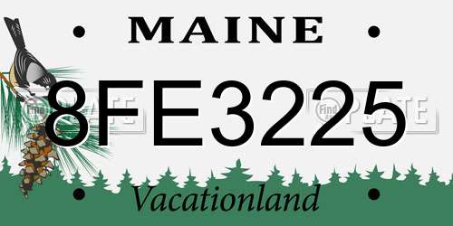 8FE3225 Maine License Plate