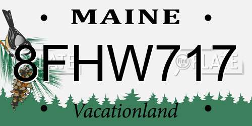 8FHW717 Maine License Plate