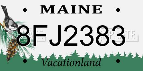 8FJ2383 Maine License Plate