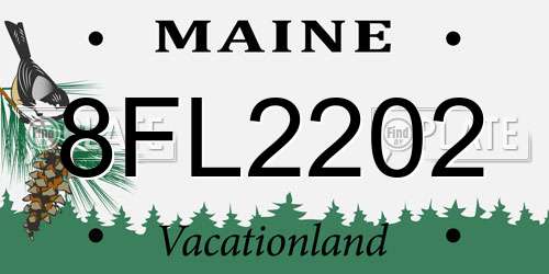 8FL2202 Maine License Plate