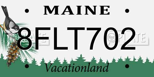 8FLT702 Maine License Plate
