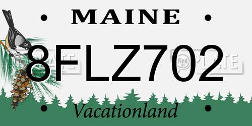 8FLZ702 Maine License Plate
