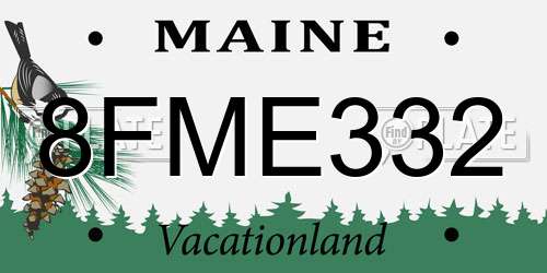 8FME332 Maine License Plate
