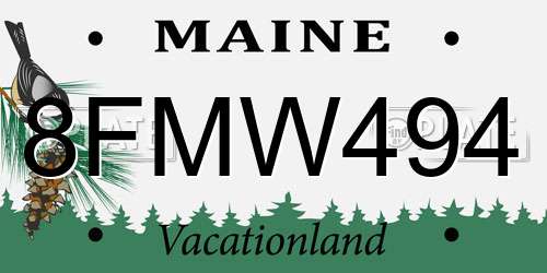 8FMW494 Maine License Plate