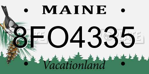 8FO4335 Maine License Plate