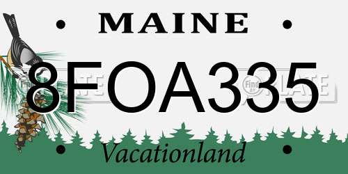 8FOA335 Maine License Plate