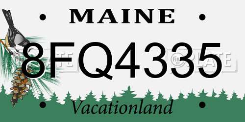 8FQ4335 Maine License Plate
