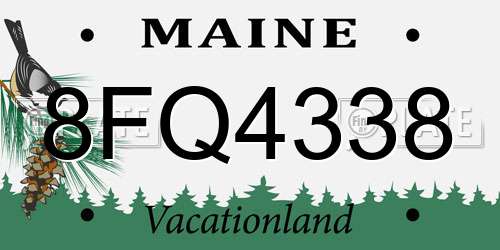 8FQ4338 Maine License Plate