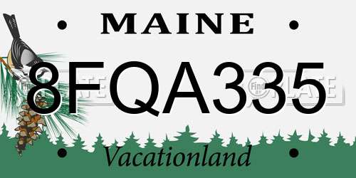 8FQA335 Maine License Plate