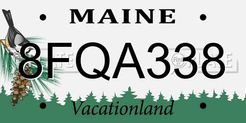 8FQA338 Maine License Plate