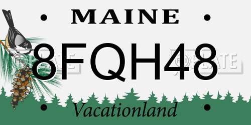 8FQH48 Maine License Plate