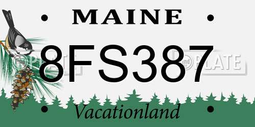 8FS387 Maine License Plate