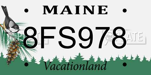 8FS978 Maine License Plate