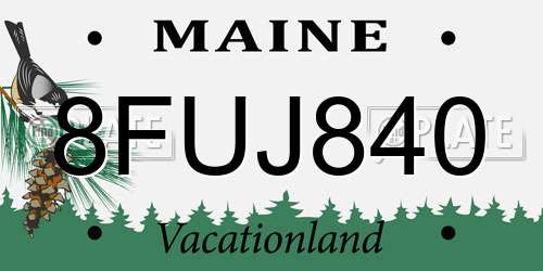 8FUJ840 Maine License Plate