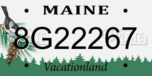 8G22267 Maine License Plate