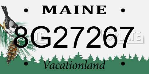 8G27267 Maine License Plate