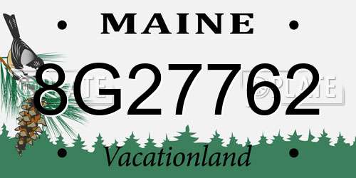 8G27762 Maine License Plate