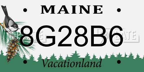 8G28B6 Maine License Plate