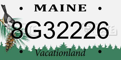 8G32226 Maine License Plate