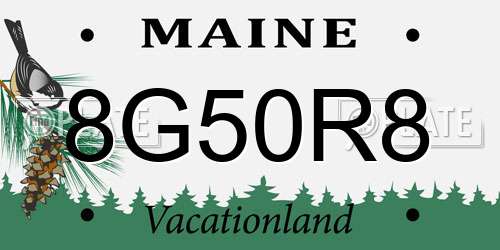 8G50R8 Maine License Plate