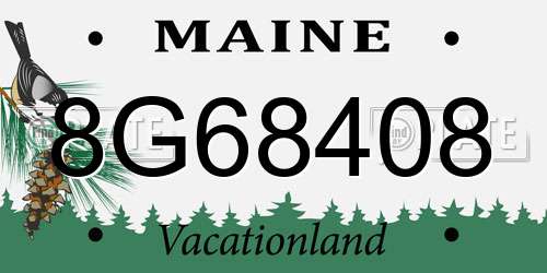 8G68408 Maine License Plate