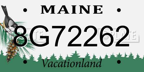 8G72262 Maine License Plate