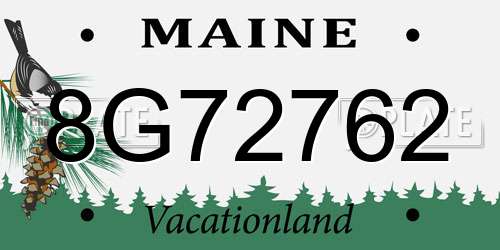 8G72762 Maine License Plate