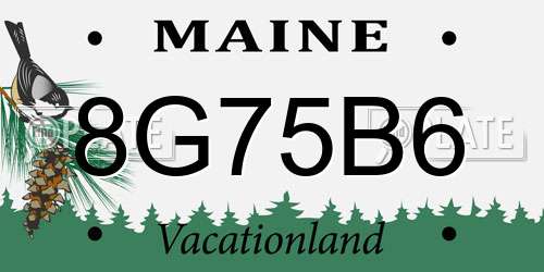 8G75B6 Maine License Plate