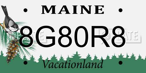 8G80R8 Maine License Plate