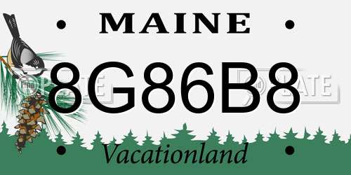 8G86B8 Maine License Plate